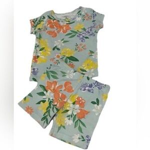 Carter's Baby 24 Months Pajama Set Snug Fit Floral Summer PJ Short Sleeve Shorts